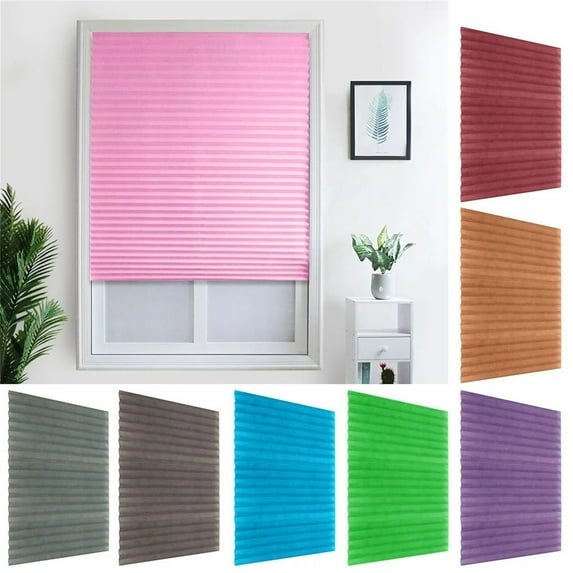 Curtain*1 Household Cordless Blind Light Filtering Fabric Pleated Shade for Balcony Cafe Window Bathroom Curtain 35.4 X 59 Inch Curtain