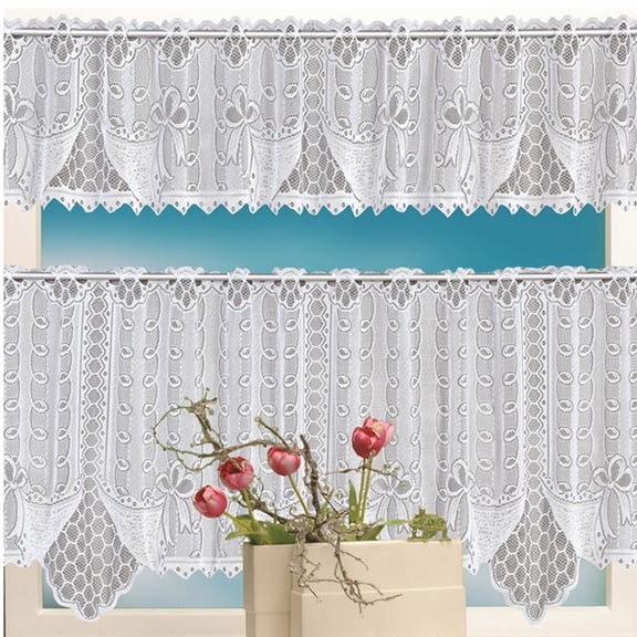 Curtain,2PCS Lace Coffee Cafe Window Tier Curtain Set Kitchen Dining Room Home Decor Lot
