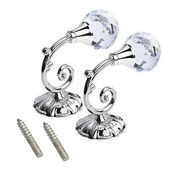 Curtain,2X Large Metal Crystal Glass Curtain Holdback Wall Tie Back Hanger Holder