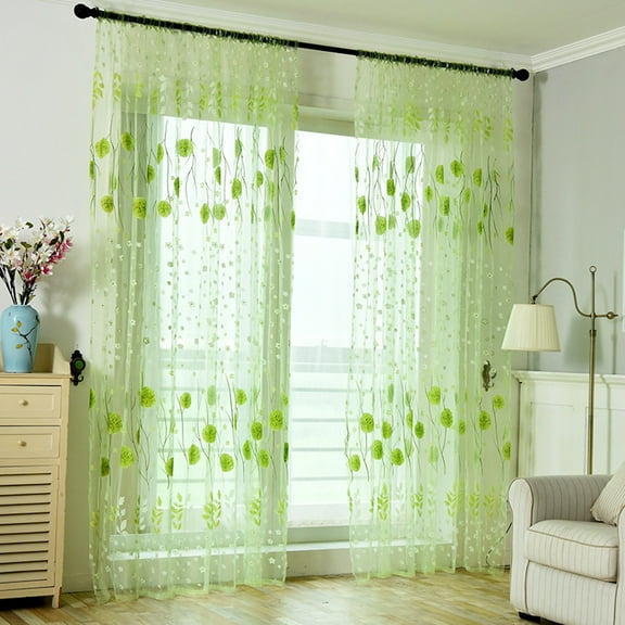 Curtain,55X94.5 Window Screen Decoration Cluster Flower Tulle Curtain Tulle Tracery Voile Drape Drapery Polyester Fabric