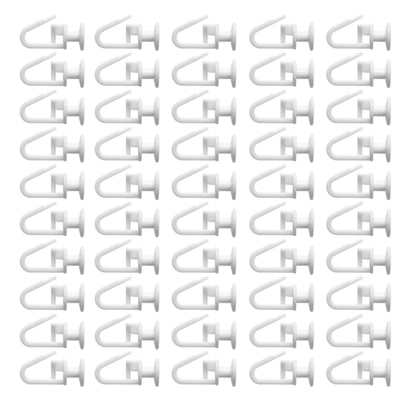 Curtain Accessories 50Pieces PVC Curtain Track Gliders Lockable Hook Window Drapery Rails Track Sliders Folding Hook