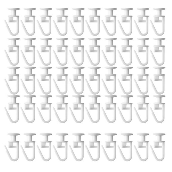 Curtain Accessories 50Pieces PVC Curtain Track Gliders Lockable Hook Window Drapery Rails Track Sliders Folding Hook
