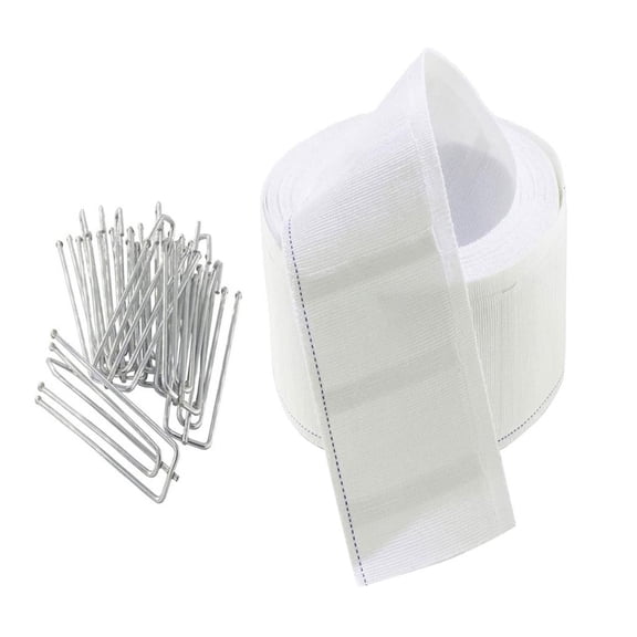 6 Meter Pleat Tape for Curtain Including 15Pcs 4 Prongs Curtain Pleater Hook