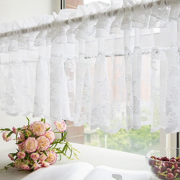 Curtain,American White Curtain Lace Window Kitchen Decoration Short Curtain