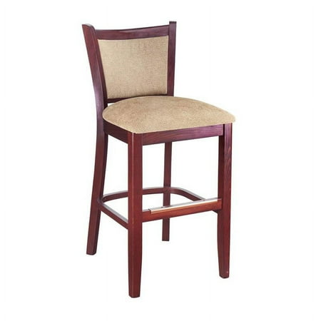Curtain Back Counter Stool Medium Oak with Upholstered Back