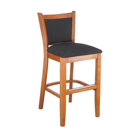 Curtain Back Counter Stool in Cherry with Upholstered Back