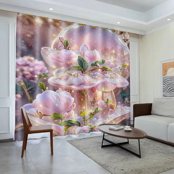 Curtain Bedroom High Shading Curtain Trend Girl Pink Dream Garden Castle Pattern Curtains Home Living Room Blackout Drape Hot