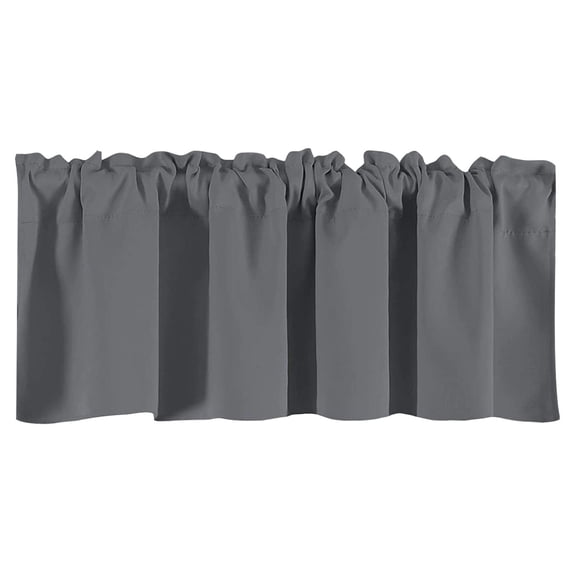 Curtain Blackout, Curtain Valance, 55X145 In, Window Valance, Light Blocking, Small Spaces, Grey Solid Finish, 1 Pc