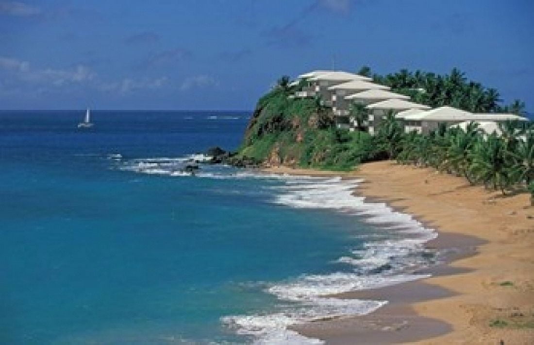 Curtain Bluff Hotel and Beach Antigua Caribbean Canvas Art - Nik Wheeler DanitaDelimont (36 x 24)