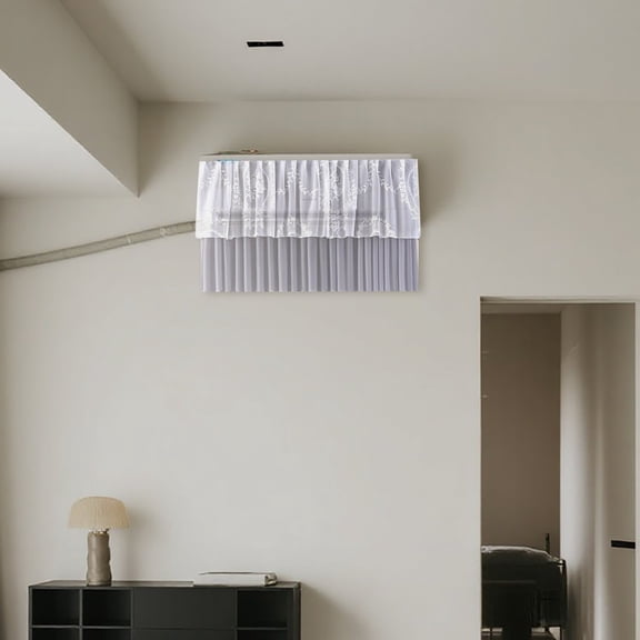 Curtain Category Air Conditioner Cover and Windproof Curtain for Living Room and Bedroom with Floral Design in Polyester Two-in- for Enhanced Comfort and