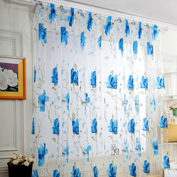 Curtain,Cheap Luxury Voile Net Curtains Slot Top Plain Floral for Door Screen Windows