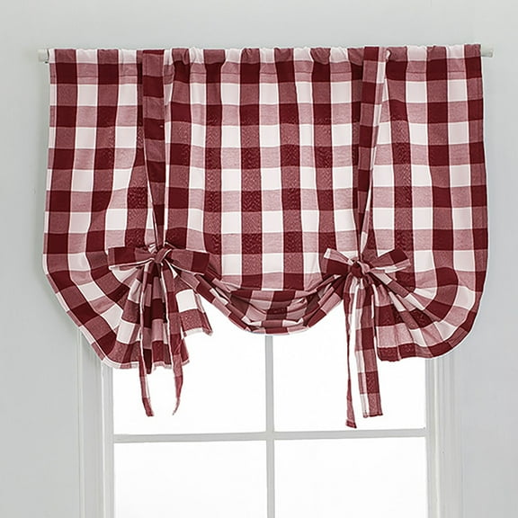 Curtain,Check Lace Up Curtains For Windows 32 X 55 Inch Rod Pocket Translucent Filter Curtains For Kitchen Bedroom Living Room Doors And Windows Farmhouse 1 Panel