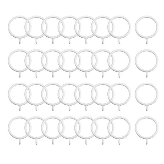Curtain Clips Rings Strong Metal Drapery Shower Curtain Ring Rustproof 1.5" Interior Diameter 32 Pack White