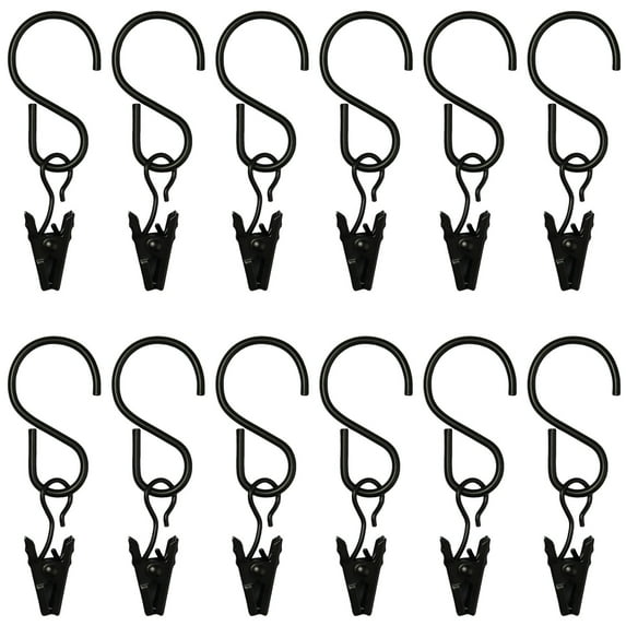 Curtain Clips with Hook for Curtain, Photos, Home Decoration, Arts and Craft Display, Party String Light, Outdoor Wire Holder, Black 25 Pack