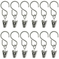 Curtain Clips with Hook for Curtain, Photos, Home Decoration, Arts and Craft Display, Party String Light, Outdoor Wire Holder, Silver 25 Pack