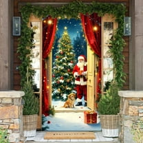 Curtain YZEGDCH Christmas Door Cover, Hanging Wall Sign for Front Door, Outdoor Indoor Home Party Decoration Supplies, On Clearance End of Year