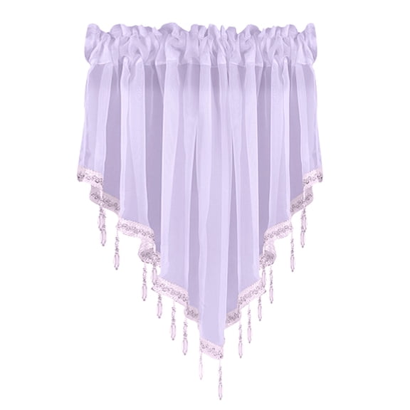 Curtain Drapery Solid Color Finished Curtain for Bedroom and Kitchen 51x24 Half Length Window Screen Triangle Design Easy Care Free,60 cm×130 cm,Purple