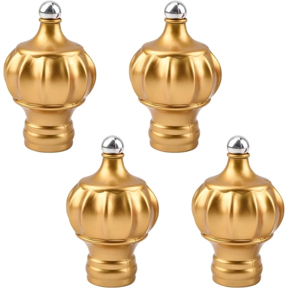 Curtain Finials, 4Pcs Gold Plastic Drapery Rail Pole Head Cap Decorative Window Curtain Rail End Curtain Rod Pole Finials Ends, Fits Dia. 28mm/1.1in Curtain Rods (Dome Design)