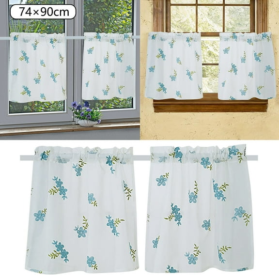 Curtain,Floral Curtains Kitchen Coffee Curtains Bedroom Rod Curtains Lace Short Curtains Lace Curtains 24 X 35 Inch 2 Panels