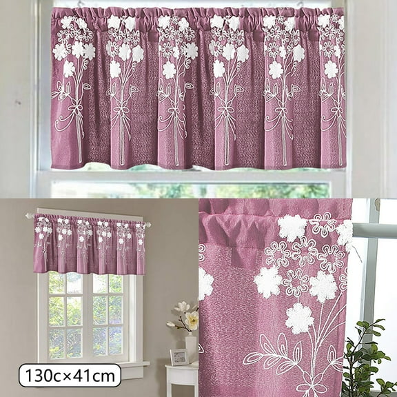 Curtain,Floral Curtains Kitchen Coffee Curtains Bedroom Rod Curtains Lace Short Curtains Lace Curtains 51 X 16 Inch 1 Panels