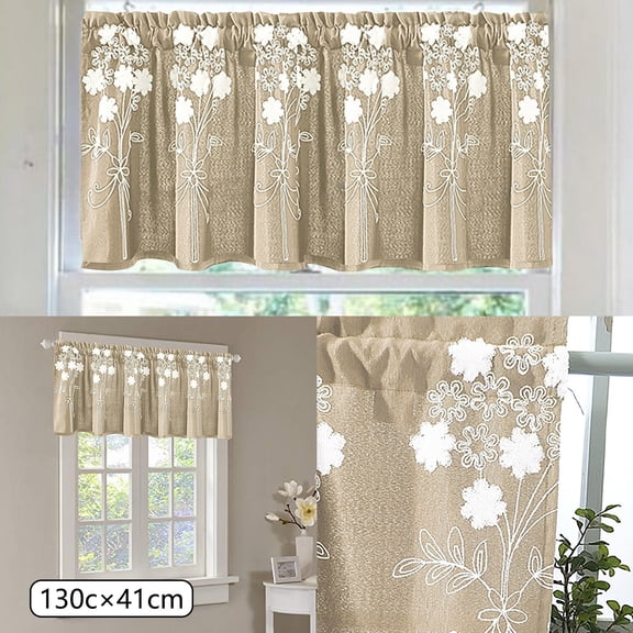 Curtain,Floral Curtains Kitchen Coffee Curtains Bedroom Rod Curtains Lace Short Curtains Lace Curtains 51 X 16 Inch 1 Panels
