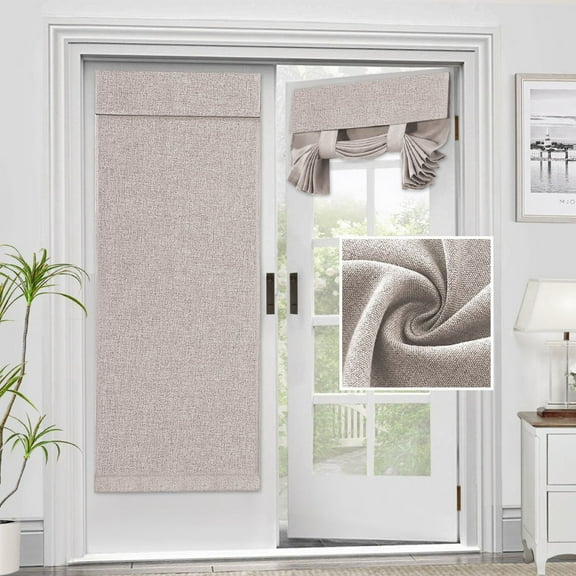 Curtain,French Door Curtains Linen Textured Privacy Door Blinds Kitchen Window Curtains Darkening Curtains For Glass Door Tie Up