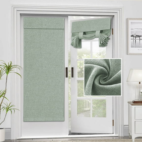 Curtain,French Door Curtains Linen Textured Privacy Door Blinds Kitchen Window Curtains Darkening Curtains For Glass Door Tie Up
