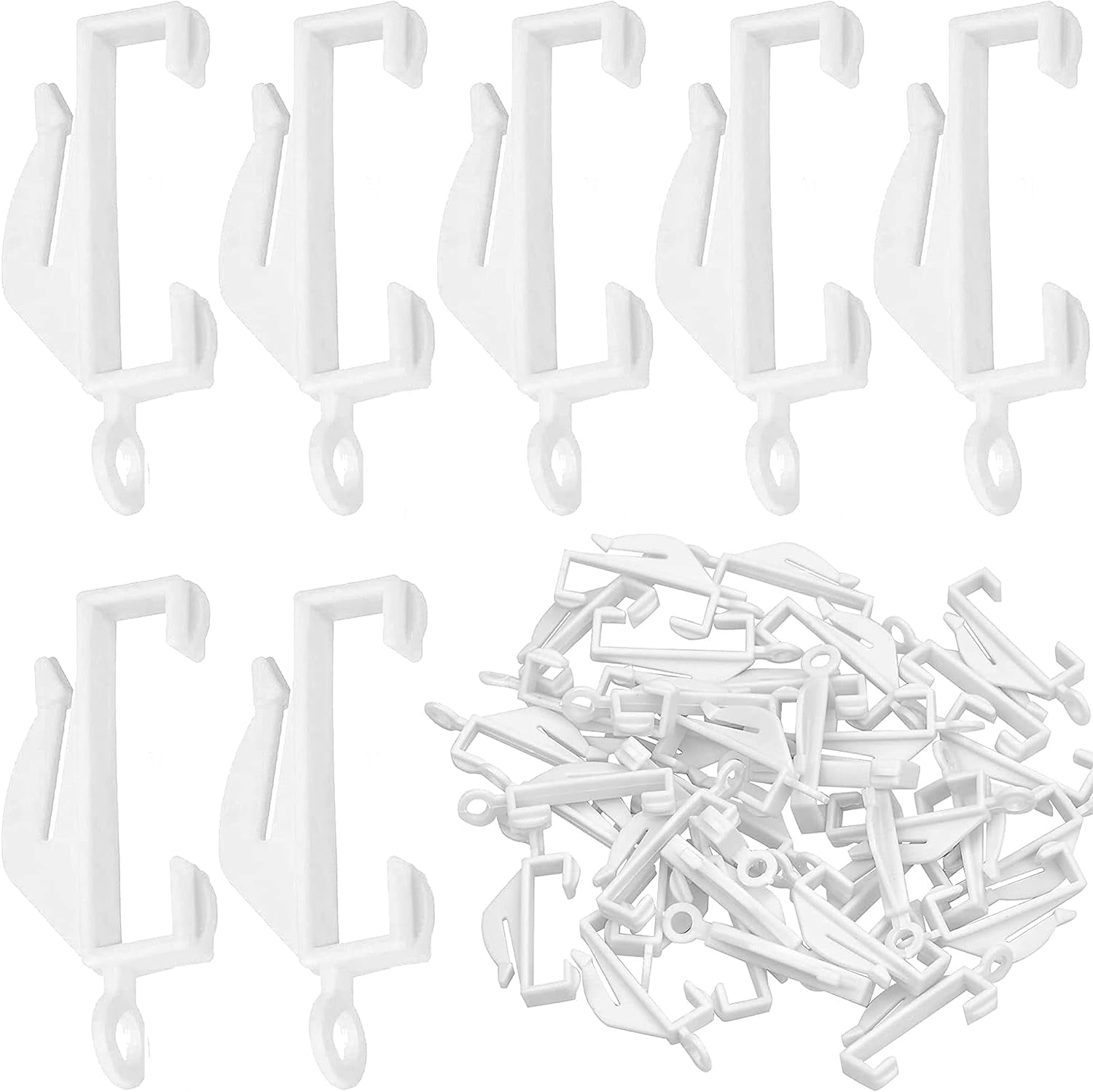Curtain Glider Hooks 50 Pack/White Plastic Curtain Sliders Smooth