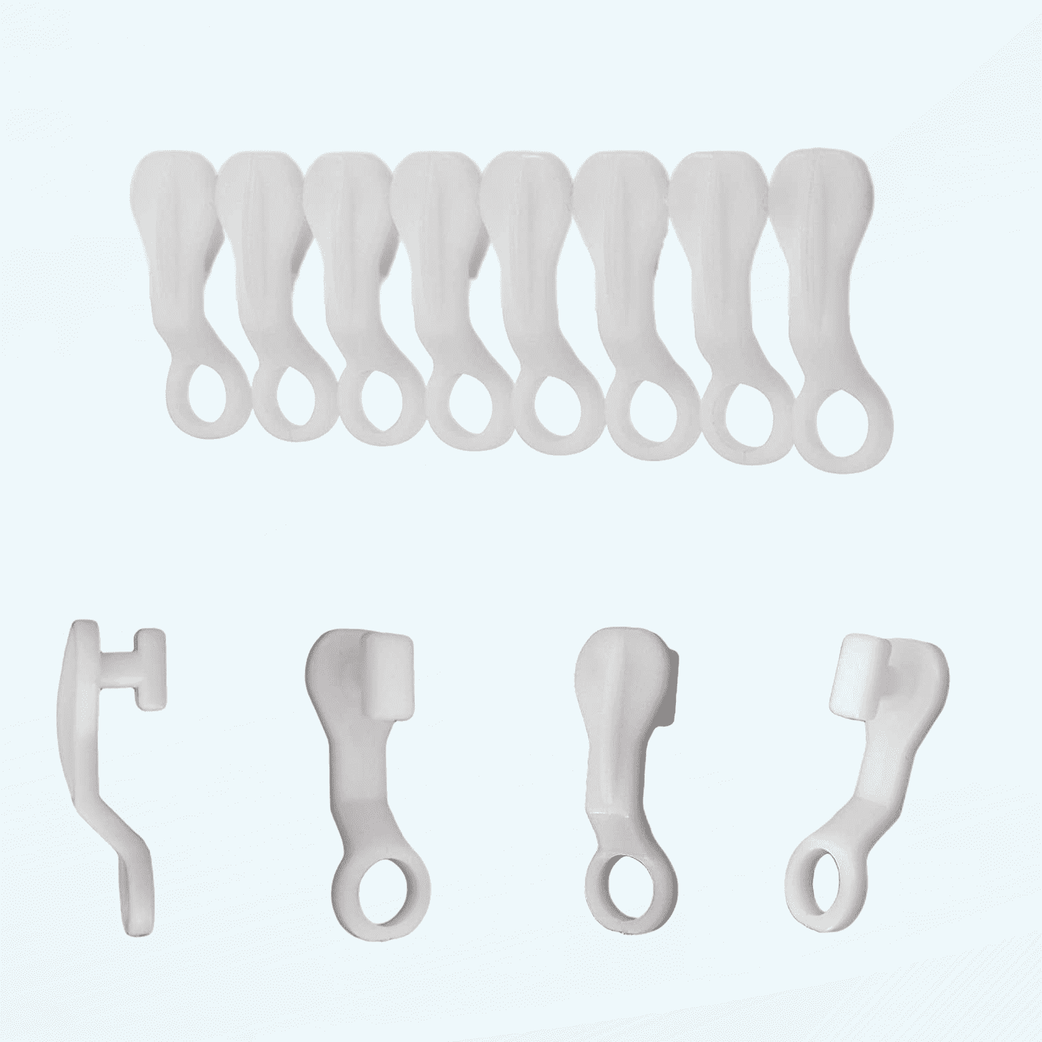 Curtain Glider Hooks White Plastic Curtain Hook, Pack of 50