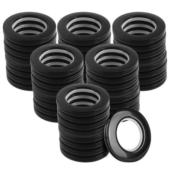 Curtain Grommets 38 Pack Black, Silent Glide Plastic Rings for Window Treatments, Drapery Eyelets for Roman Rods, Interior Design Hardware with Noise Reduction