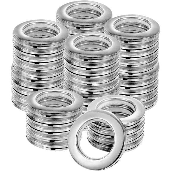 Curtain Grommets 50 Pack 1-9/16 Inch, Plastic Rings for Drapes Window Treatments Gloss Silver