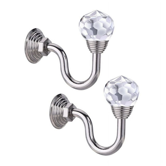 Curtain Holdback 2pcs Wall Mounted Drapery Tiebacks with Clear Crystal Ball