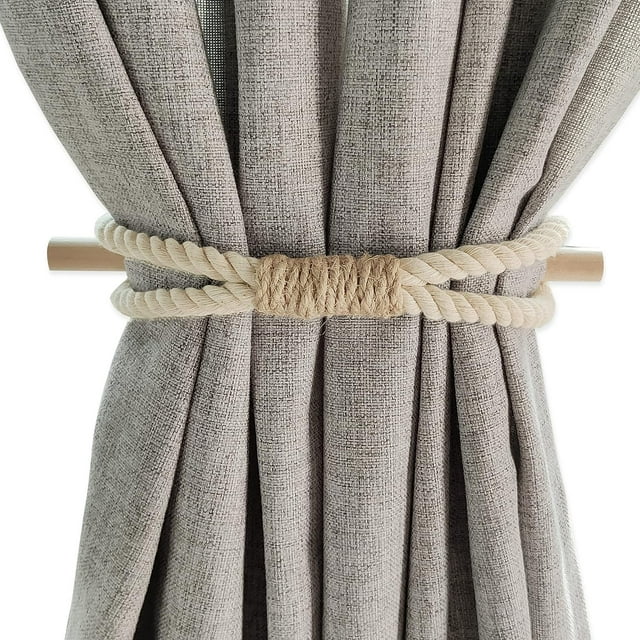 Curtain Holdbacks Boho Tiebacks for Drapes, Farmhouse Jute Rope Cotton ...