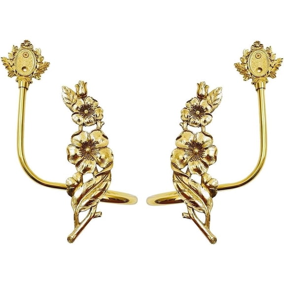 Curtain Holdbacks, Curtain Holders, Curtain Holdback 2pcs Brass Solid Brass Curtain Hooks,U-Shape Curtain Tiebacks Plum Blossom Decorative Hooks$$Home Decor, Kitchen, & Other