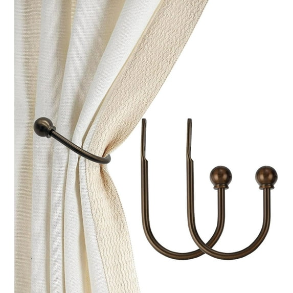 Curtain Holdbacks, Hooks, 2 PCS,Solid Steel Hooks, Decorative French Ball End, Curtain Drapery Holdbacks, Wall Mounted, Curtain Tiebacks, Antique Bronze