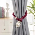 thumbnail image 1 of Curtain Holder, Tie Backs for Curtains, Curtain Tiebacks Pearl Tie Rope for Thin and Thick Home Office Window Draperies, 18.5 Inch L, No Need for Drilling,Red, 1 of 8