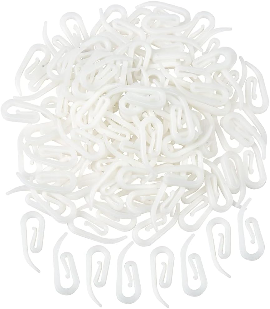 Curtain Hooks 120pcs Plastic White Curtain Header Tape Drapery Hooks