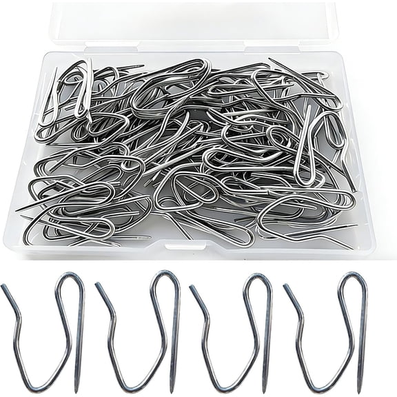 Curtain Hooks for Drapes, 1.22 inches Rustproof Metal Drapery Pin and Hook for Pinch Pleat Curtain, S-Shaped Pin- Hook for Door, Shower, Window, RV Curtains(59 PCS, White)