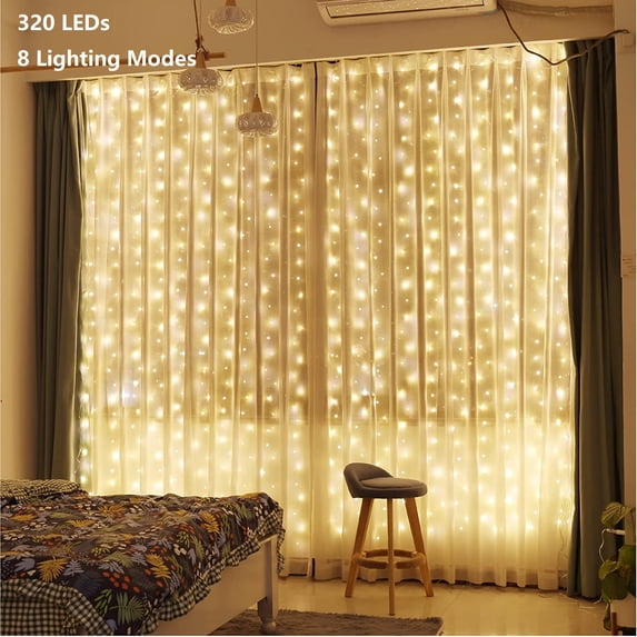 Curtain Lights, Waterproof LED String Lights, Warm White