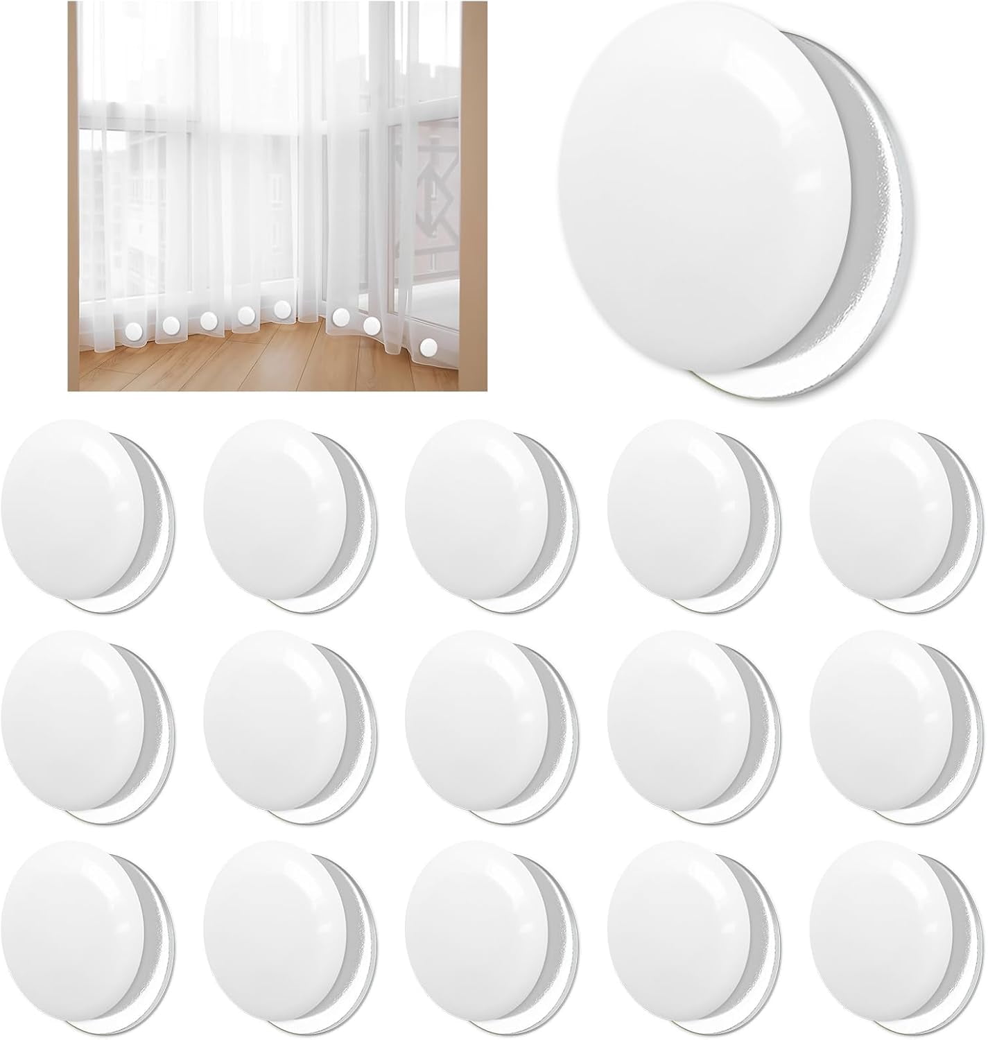 Drapery Magnets Curtain Magnets, 20Pairs Curtain Magnets Closure with 20Pairs Self ...