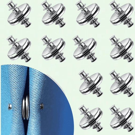 Curtain Magnets Closure, 12 Pairs, Back Tack, Light Leaking Prevention, Magnetic Holdback Button