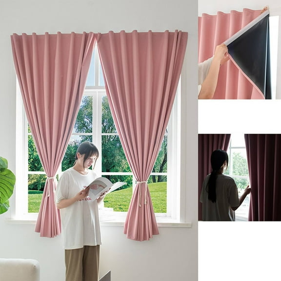 Curtain,Outdoor Curtains For Patio 2 Panels Sticky Top & Back Tab Bottom Sun Blocking Windproof Rod Drapes For Gazebo/Porch