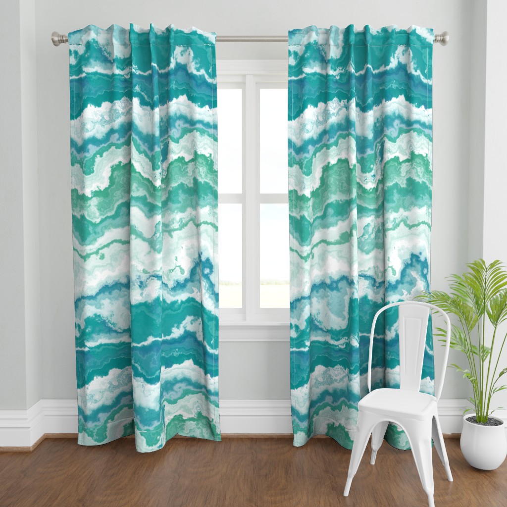 Curtain Panel, 108", Linen Cotton Canvas Beach House Abstract