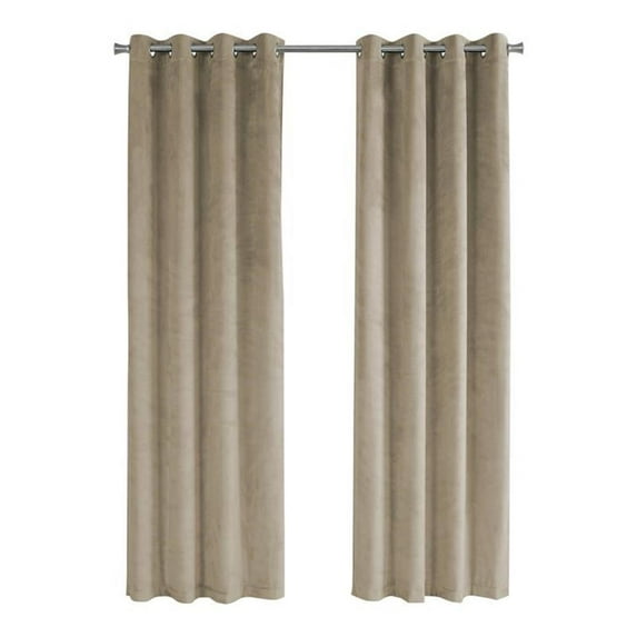Curtain Panel 2pcs Set 54"W X 84"L Grommet Bedroom Kitchen Velvet Beige