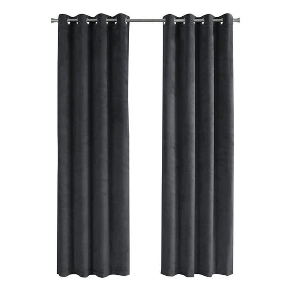 Curtain Panel 2pcs Set 54"W X 84"L Grommet Bedroom Kitchen Velvet Grey