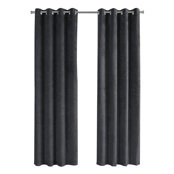 Curtain Panel 2pcs Set 54"W X 84"L Grommet Bedroom Kitchen Velvet Grey