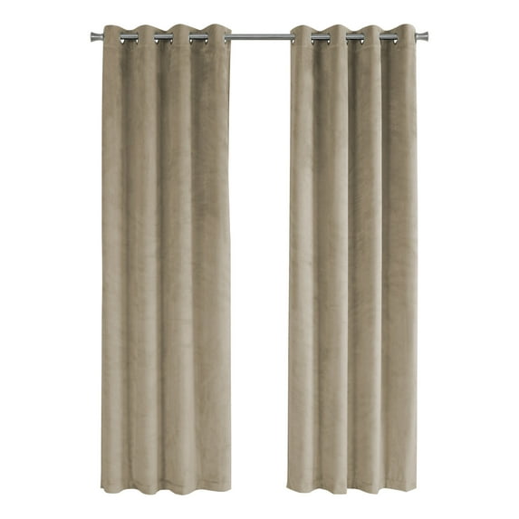 Curtain Panel 2pcs Set 54"W X 95"L Grommet Bedroom Kitchen Velvet Beige