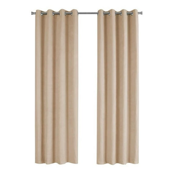 Curtain Panel 54"W X 84"L Grommet Bedroom Kitchen Micro Suede Beige