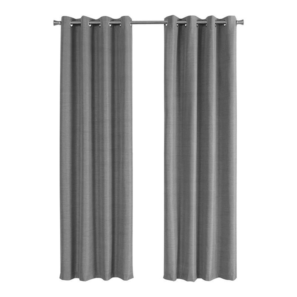 Gray Blackout Grommet Polyester Curtain Panels, 52" x 84"