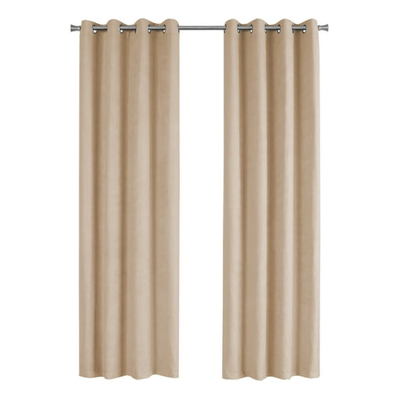 Curtain Panel 54"W X 95"L Grommet Bedroom Kitchen Micro Suede Beige